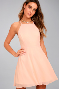 Letter of Love Blush Pink Backless Skater Dress