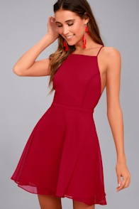 Letter of Love Red Backless Skater Dress