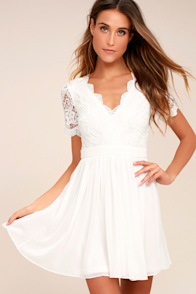 Angel in Disguise White Lace Skater Dress