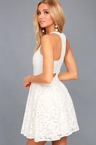 Daisy Date White Lace Skater Dress