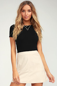 Shenandoah Beige Suede Mini Skirt