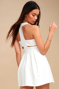Cutout and About White Skater Dress