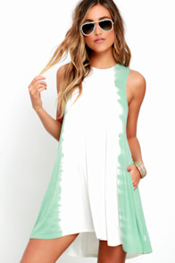 Sucker Punched Sage Green Tie-Dye Swing Dress