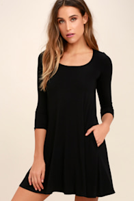 Twirl Power Black Swing Dress