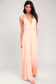 GG3407 Blush Pleated Frill Maxi