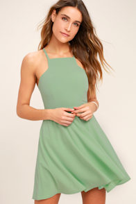 Call to Charms Sage Green Skater Dress