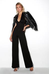 Thinking Out Loud Black Backless Jumpsuit