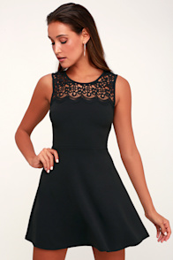 According to Love Black Lace Skater Dress