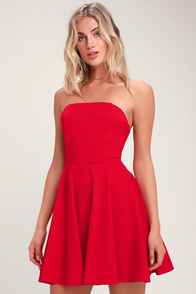 Lovely Red Dress - Skater Dress - Fit and Flare Dress