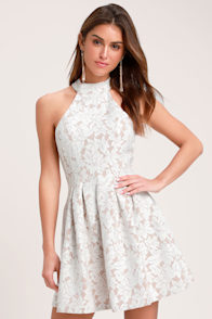 Seasons of Love White Lace Halter Skater Dress