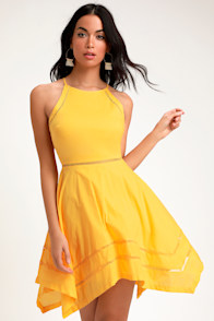 Catch Your Eye Yellow Skater Dress