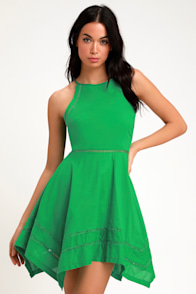 Catch Your Eye Green Skater Dress