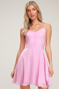 Rebecka Lavender Button Front Skater Dress