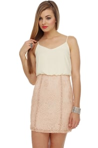 Lovely Cream Dress - Lace Dress - Beige Dress - $42.00