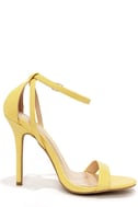 Cute Snakeskin Heels - Ankle Strap Heels - Yellow Heels - $22.00