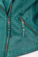Black Swan Heart Teal Blue Vegan Leather Jacket