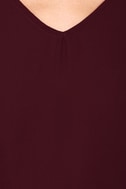 burgundy v neck long sleeve top
