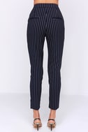 Navy Blue Pants - Striped Pants - High-Waisted Pants - $46.00