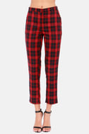Cute Plaid Pants - Red Pants - Black Pants - Slouch Pants - Harem Pants ...