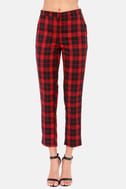 plaid red and black pants