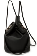 Cute Black Backpack - Drawstring Backpack - Black Bag - $35.00