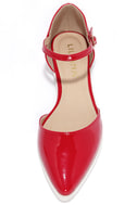 red flats with strap