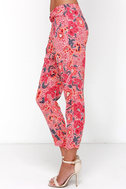 Billabong Turn It Loose Pants - Floral Print Pants - Coral Red Pants ...