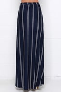 Lovely Navy Blue Skirt - Ivory Striped Skirt - Maxi Skirt - $49.00