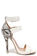 white snake skin heels