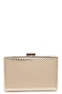 Kenna Metal Stripe Structured Clutch in Gold AVD1517
