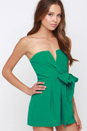 green strapless romper