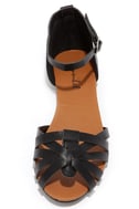 black ankle strap flat sandals