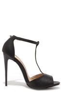 black t strap high heels