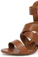 tan caged heeled sandals