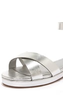 silver flat ankle strap sandals