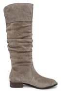 grey flat knee boots