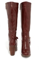 wine leather knee high boots
