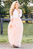 blush tulle maxi skirt