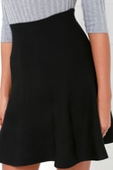 Sweater Skirt - Skater Skirt - Black Skirt - High-Waisted Skirt - $36.00