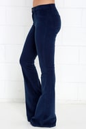 Corduroy Pants - Flare Pants - Navy Blue Pants - $78.00