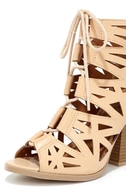 blush lace up booties