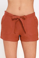 Cute Rust Red Shorts - Mid-Rise Shorts - $58.00