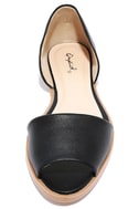 peep toe black flat sandals