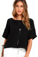 lace up black top