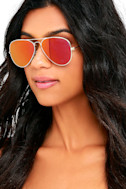 Cool and Reflected Gold and Red Mirrored Aviator Sunglasses