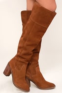 chestnut over the knee boots suede