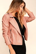 Mink Pink Deputy Pink Vegan Leather Moto Jacket