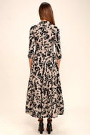 Amuse Society Weston Dress - Taupe Floral Print Dress - Midi Dress - $82.00