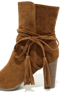 tan high heel ankle booties
