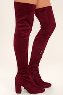 wine suede over the knee boots